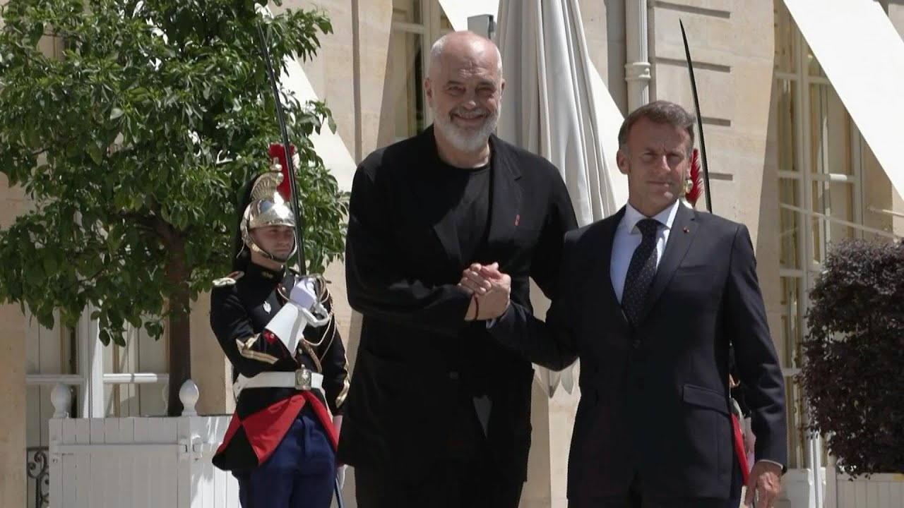 Emmanuel Macron welcomes Albanian Prime Minister to the Elysee | AFP