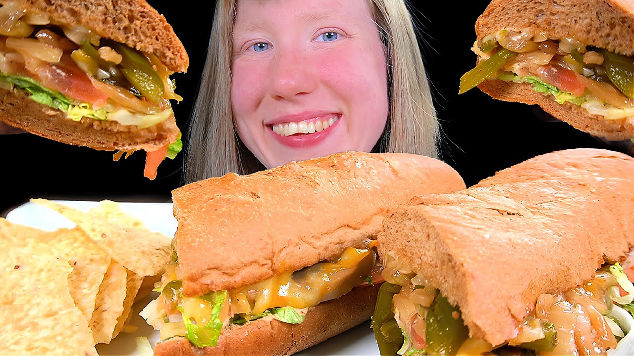 ASMR VEGGIE SUB SANDWICH MUKBANG EATING SOUNDS