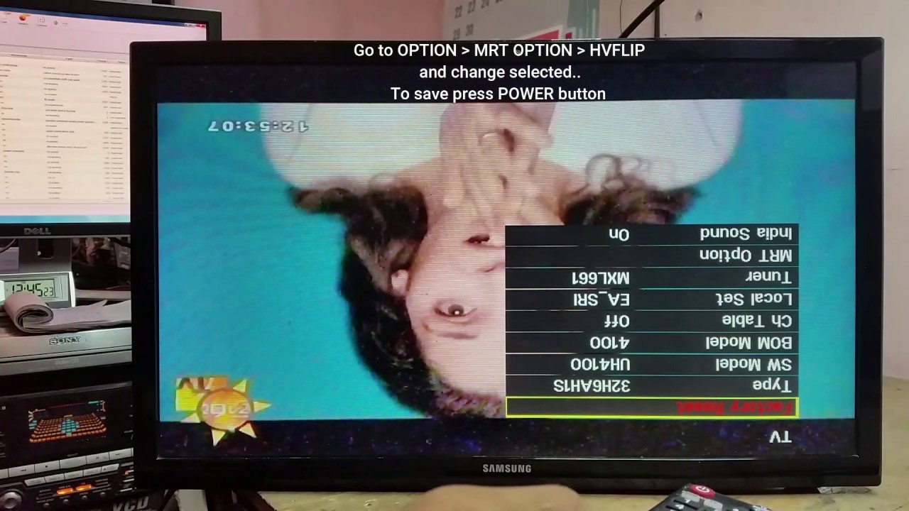How to flip samsung LED TV screen upside down by enter to the factory mode