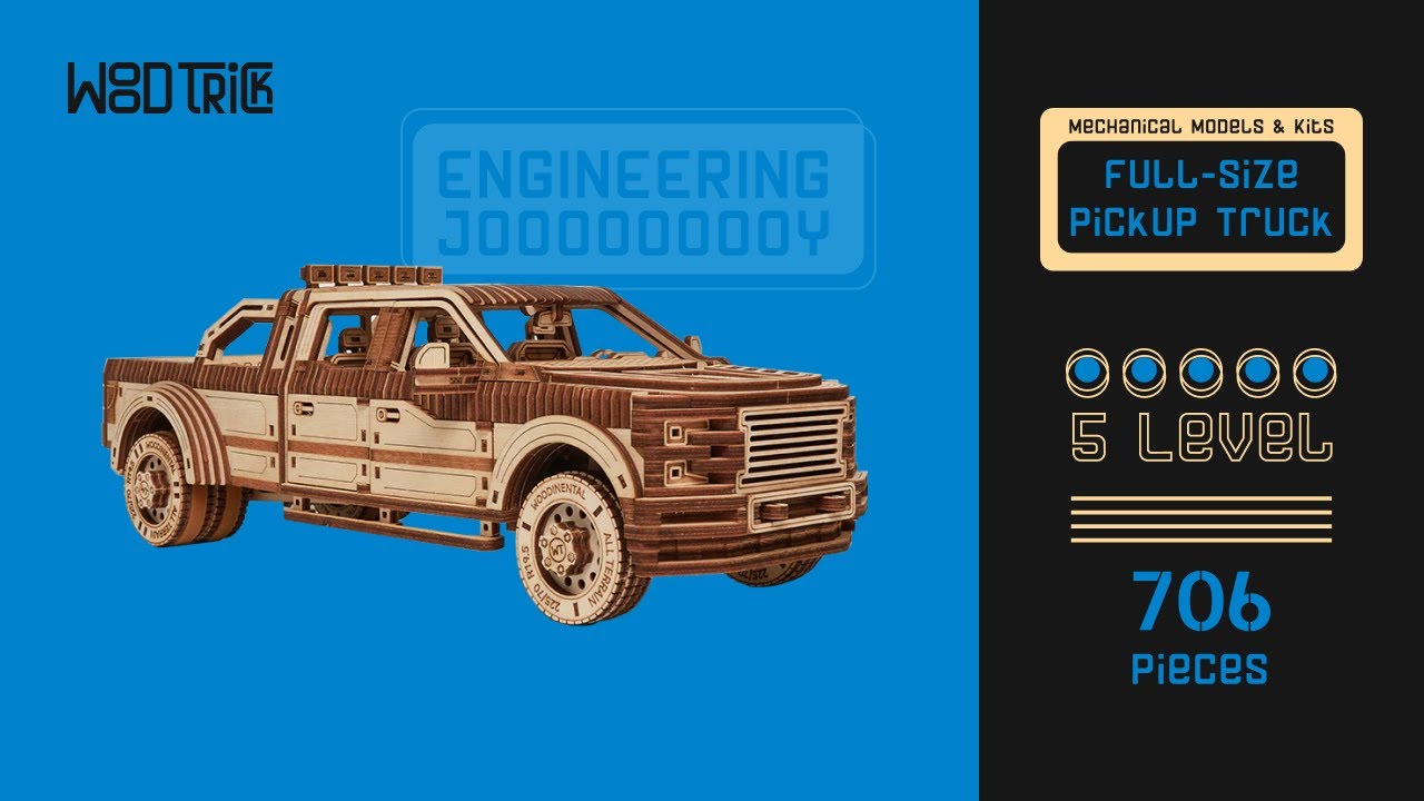 Full-Size Pickup Truck - WoodTrick 3d instruction assembly wooden model