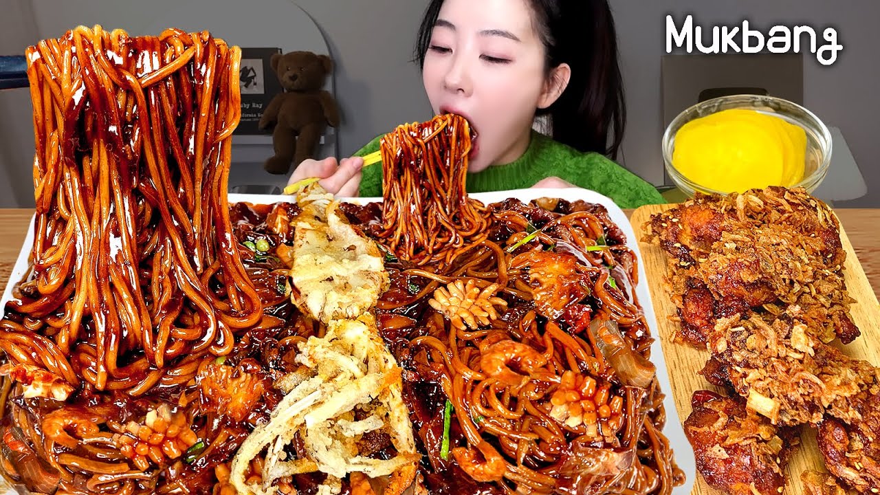 윤기 차르르 꾸덕한 쟁반짜장에 바삭바삭 사막 깐풍기 먹방ㅣ짜장면먹방ㅣblack bean noodlesㅣjajangmyeon REAL MUKBANG