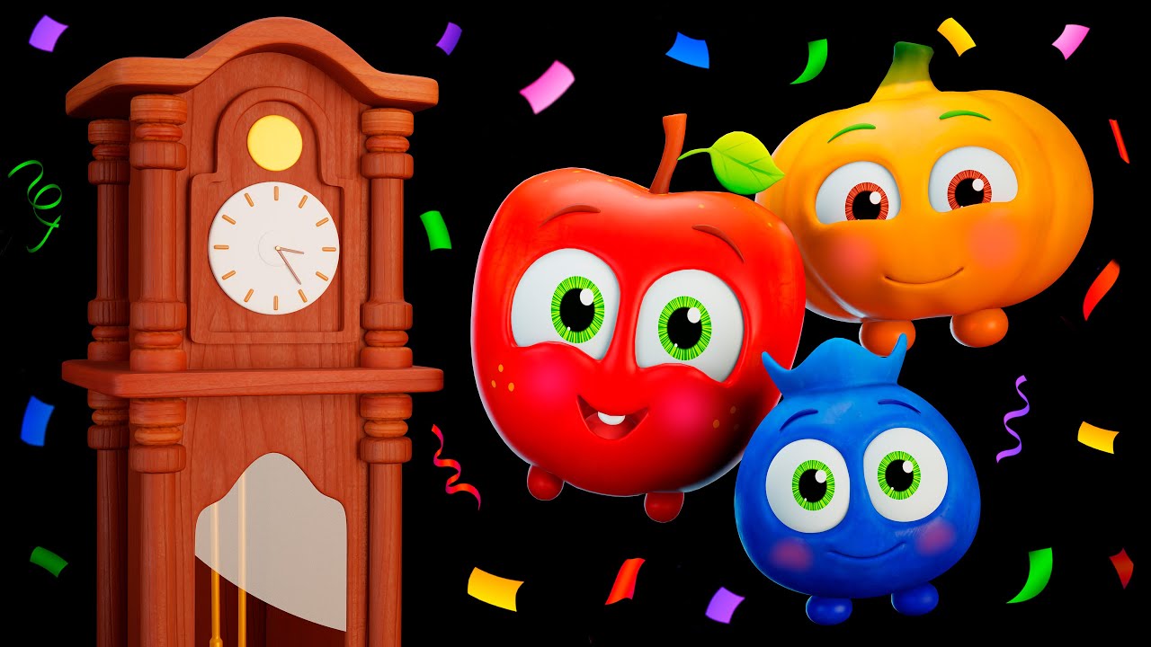 Hickory Dickory Dock Funky Fruits - Baby Sensory Dance Party * Fun Animation and Upbeat Music!