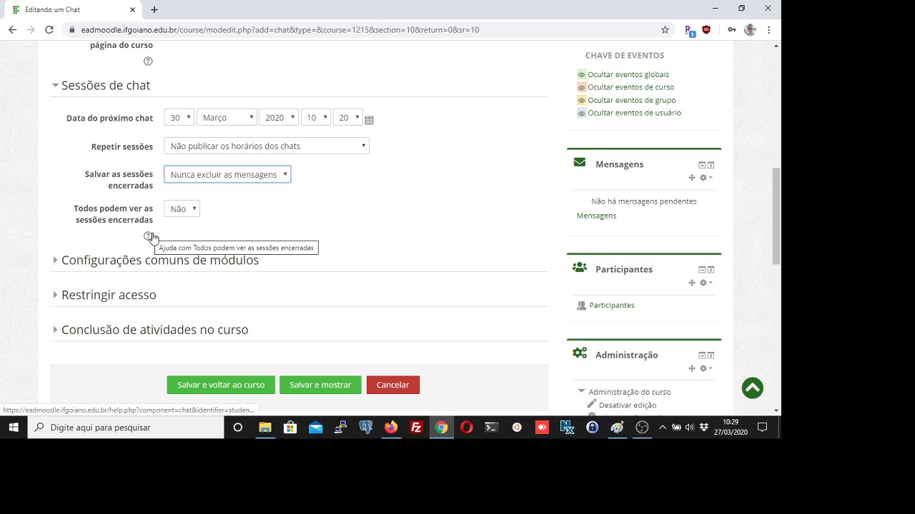 Como criar uma sala de Chat no Moodle