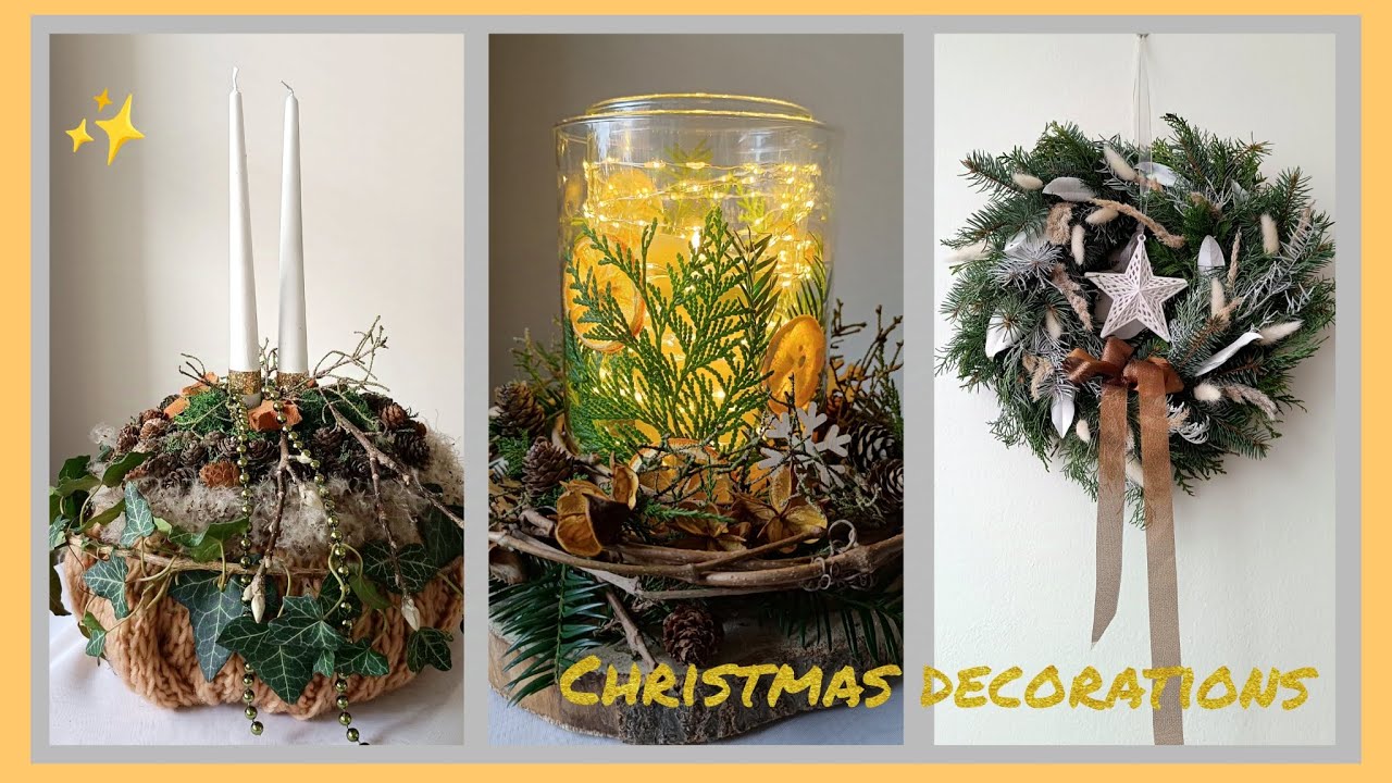 Vánoční dekorace pomerančový svícen věnec ze šály christmas decorations orange candlestick wreath