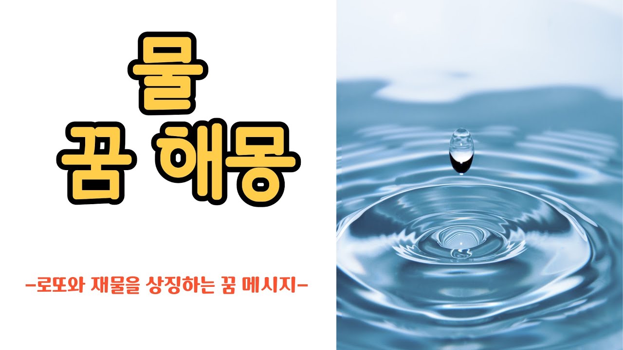 물꿈 해몽  / 로또를 부르는 꿈 / 재물 꿈