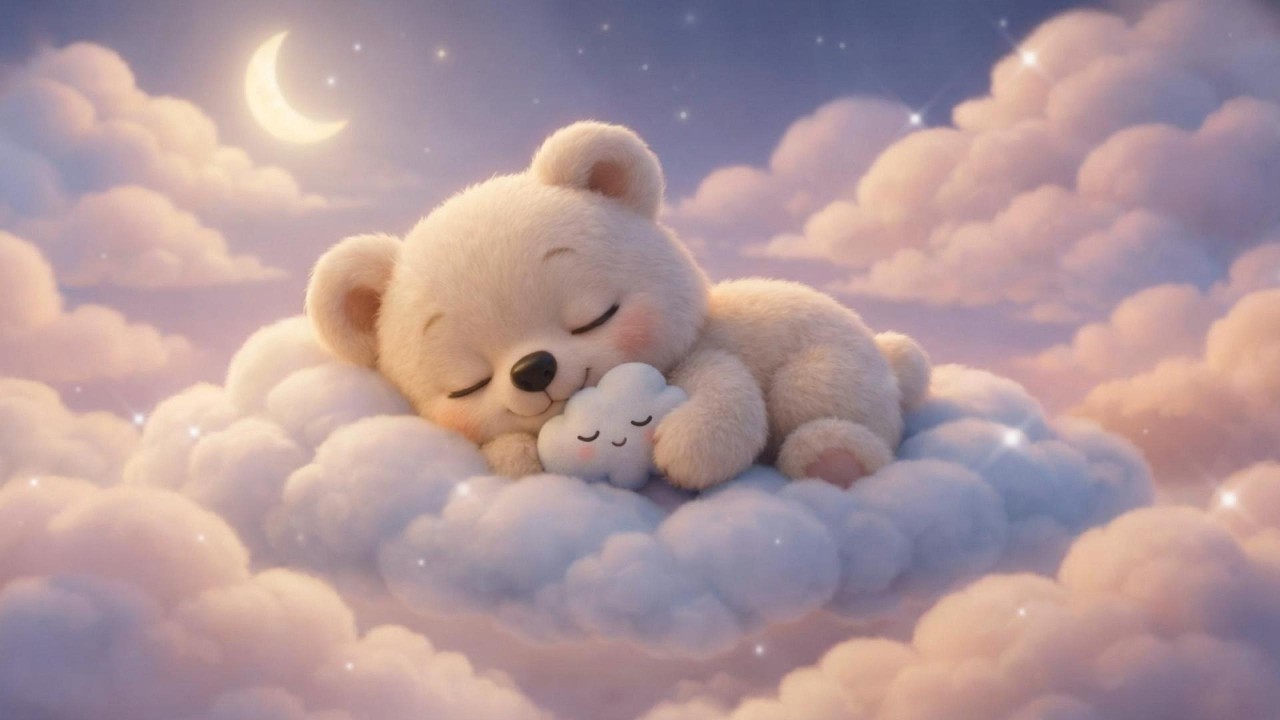 🌟 Sleep Fast Baby 🧸 Mozart Brahms Cloud Bear Lullaby 😴 | 1 Hour Baby Sleep Music