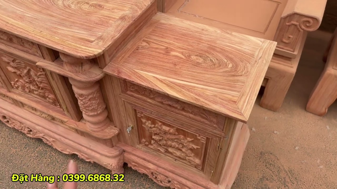 Hàng Đặt Của Chị Gái Tại Lâm Đồng Chiếc Kệ Tivi Cột Nho Con Sóc mặt Lồi Gỗ Hương Đá 