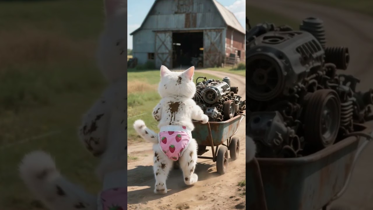 ⛽️❤️🚗The kitten helps Dad Cat achieve his car dream. #cat #funny #cute #petsunited #pets