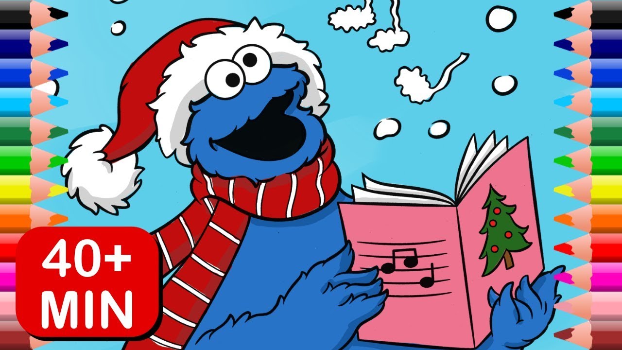 Cookie Monster Christmas Coloring Pages | Sesame Street Colors For Kids