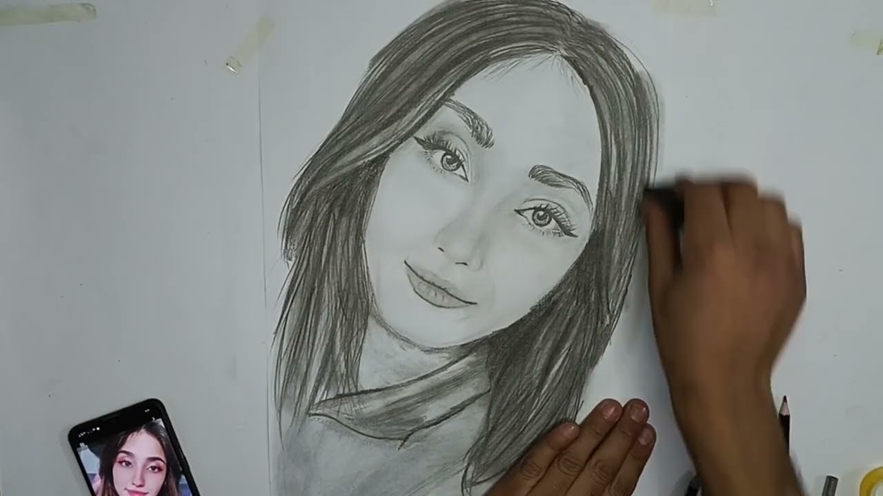 رسم فتاة من المشتركين || رسم بالرصاص || كيفية رسم
