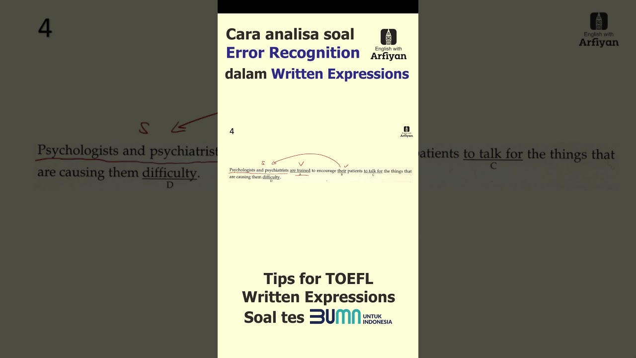 Cara analisa soal error recognition soal TOEFL BUMN  #belajartoefl #english #pembahasantoefl