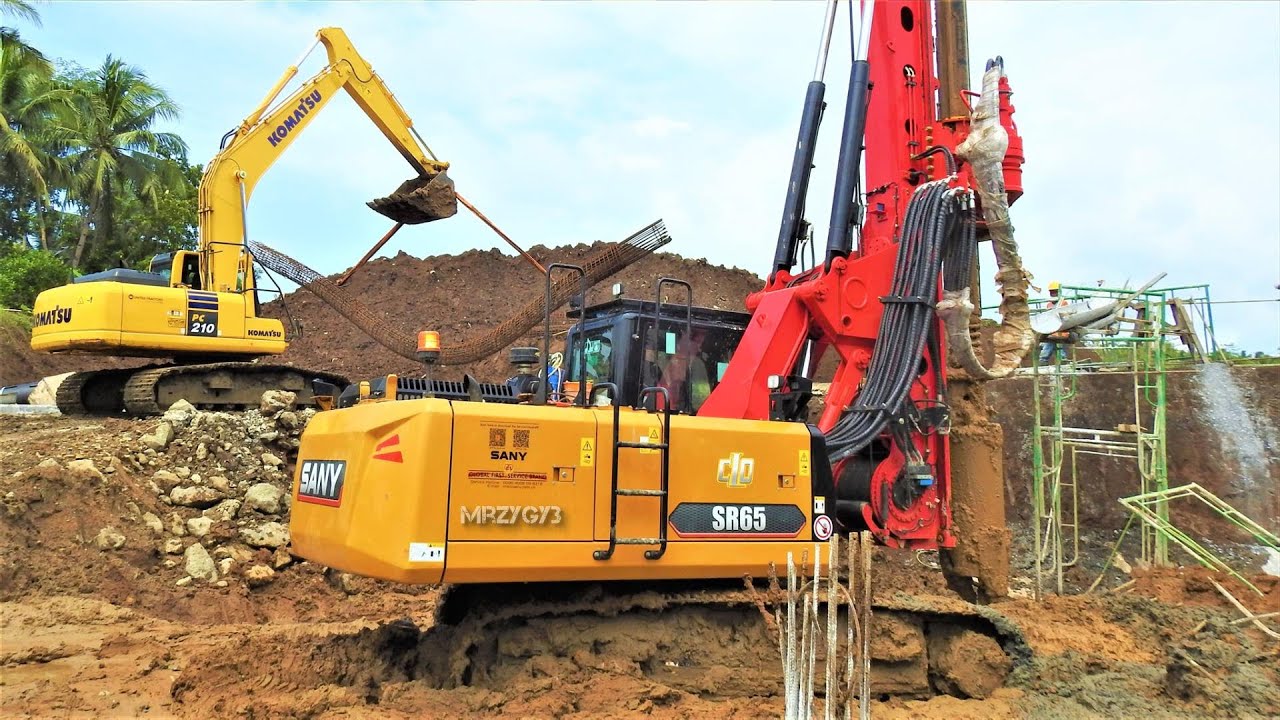 Mini Rotary Drilling Rig SANY SR65 C10 Excavator Ready Mix Trucks Digging Foundation Hole