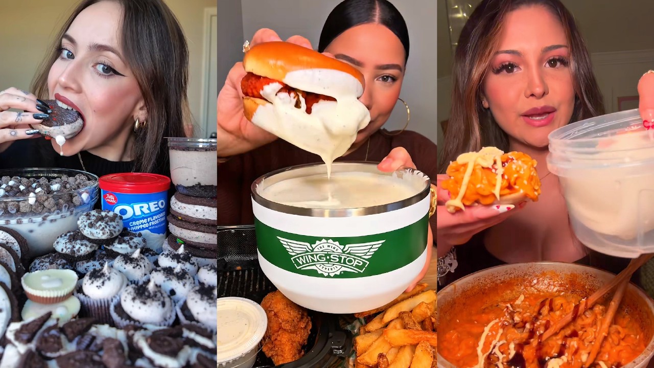 TIKTOK Mukbang Compilation | Wingstop, Chipotle, Panda Express, CAVA, Wendy's & More!