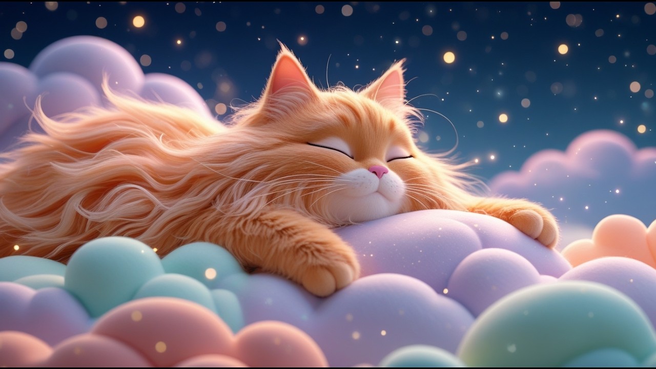 1 Hour Relaxing Piano Sleep Music ☁️ Dreamy Kitten on Magic Clouds