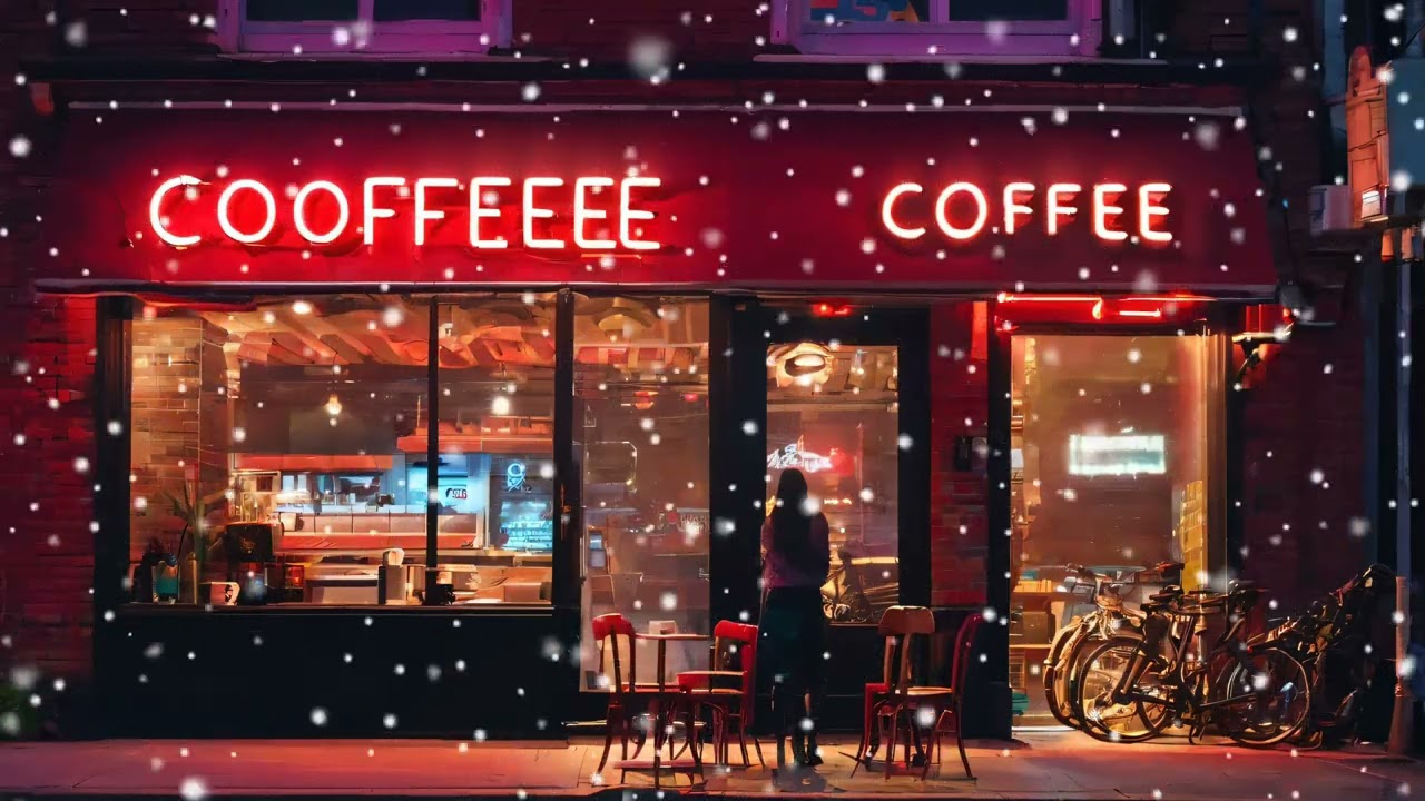 Snowy at Cozy Coffee Shop Ambience ⛄ Relaxing Jazz Instrumental - Bossa Nova Music for Work, Study