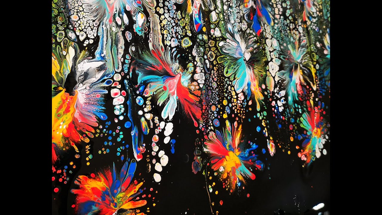Acrylic pour Painting técnica del barrido o arrastre swipe y un guante