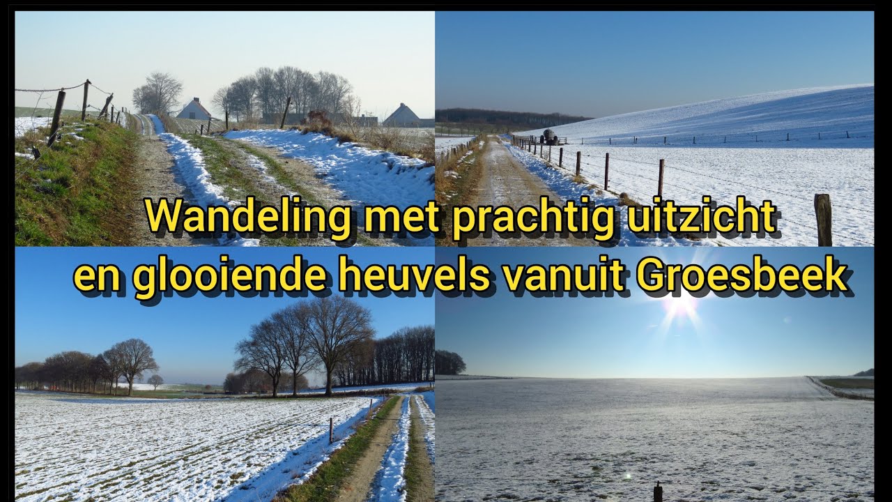 Wandeling winterlandschap met prachtig uitzicht en glooiende heuvels vanuit Groesbeek. 
