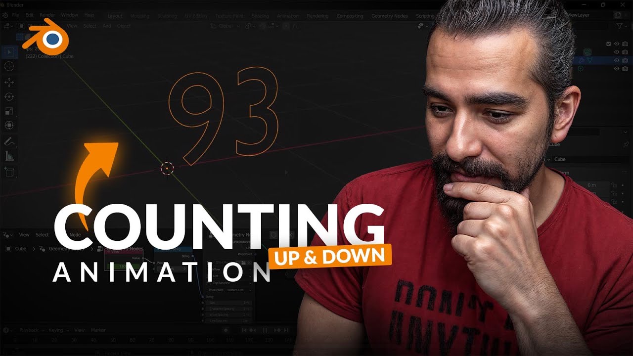 NUMBER COUNT UP & DOWN ANIMATION: Blender Countdown and Timer Setup