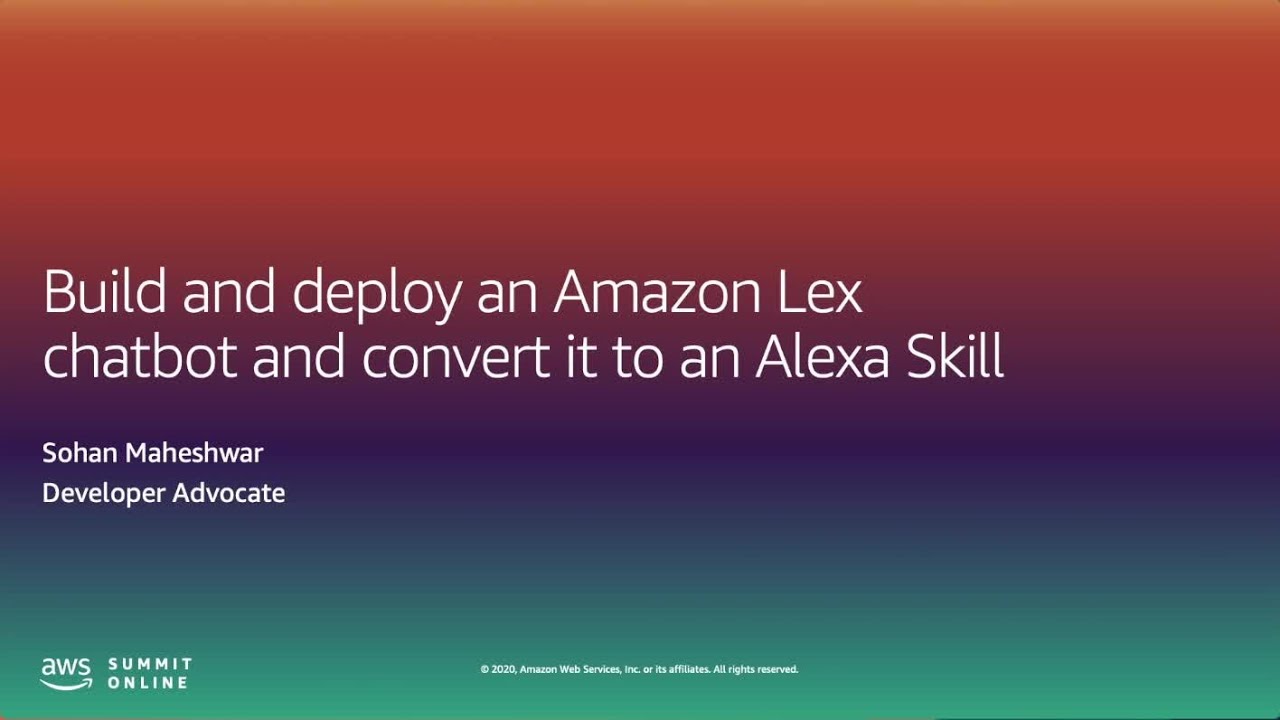 I work with Emerging Tech - Build and Deploy an Amazon Lex Chatbot and Convert it to an Alexa Skill