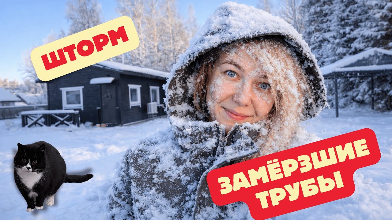 Кот живёт на даче в −20 😳 Замёрзшие трубы и сорванная крыша