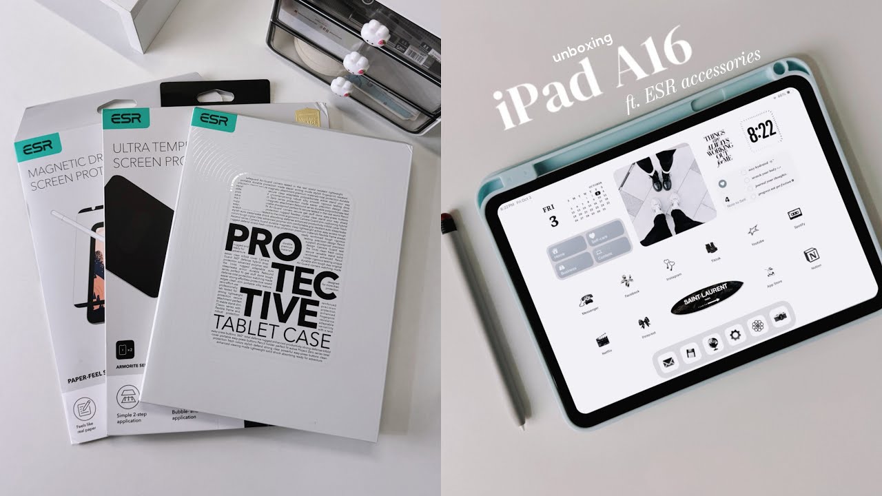 iPad 11th Gen (A16) accessories unboxing ft. 𝗘𝗦𝗥 + aesthetic setup tour ❤︎