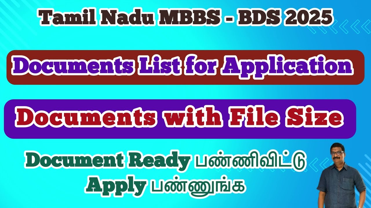 Document List for MBBS - BDS Application | Documents with file size | Check before applying