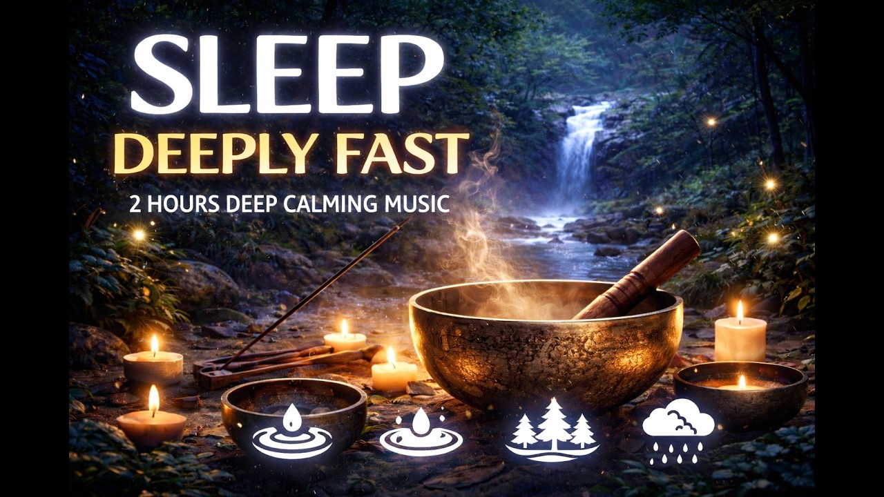 Sleep Instantly 🌙 2 Hours Tibetan Bowls & Forest Rain for Deep Healing Sleep