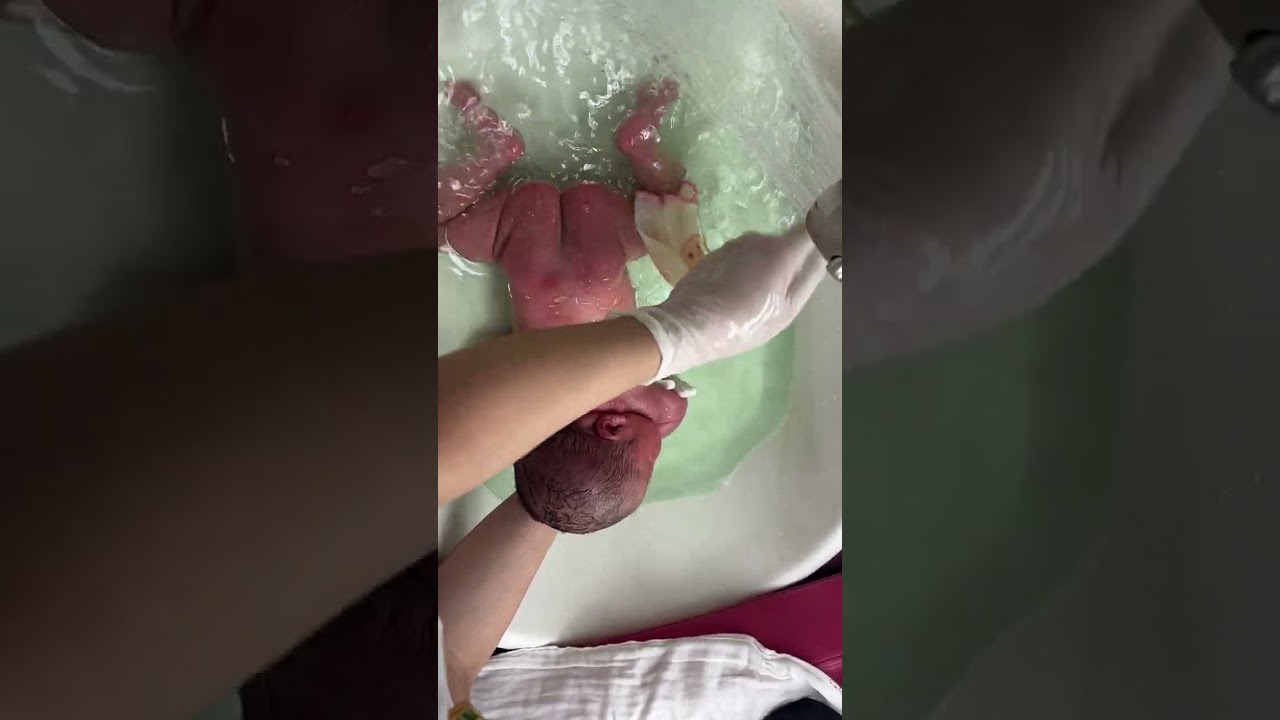 Bathing a newborn baby