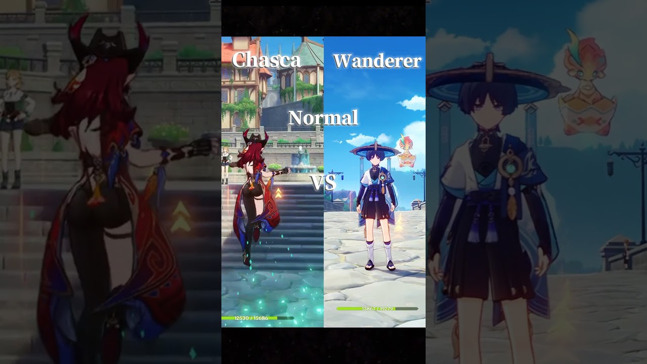 Chasca Vs Wanderer Who is the Best Anemo Dps!?🤔 #genshinimpact #genshin #wanderer  #chasca #shorts