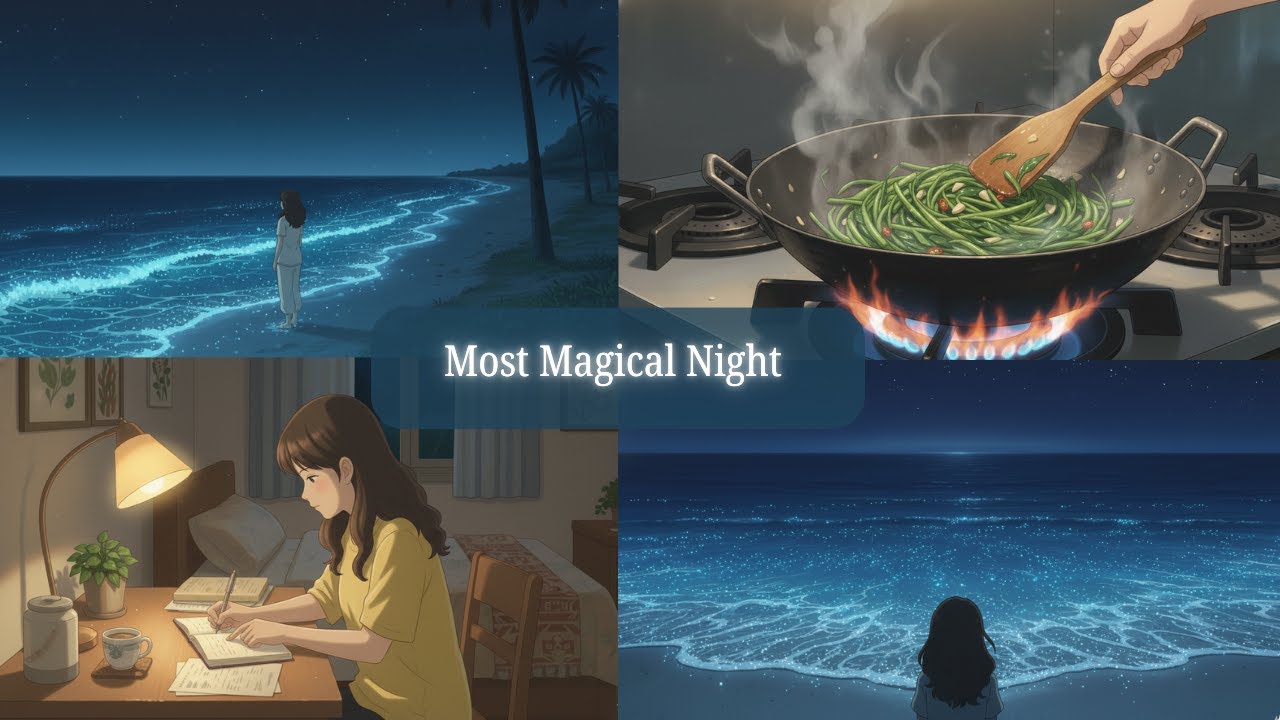 🌙 Cozy Ghibli Evening at the Night Market Groceries & Blue Tears Beach | Night Routine Living Alone