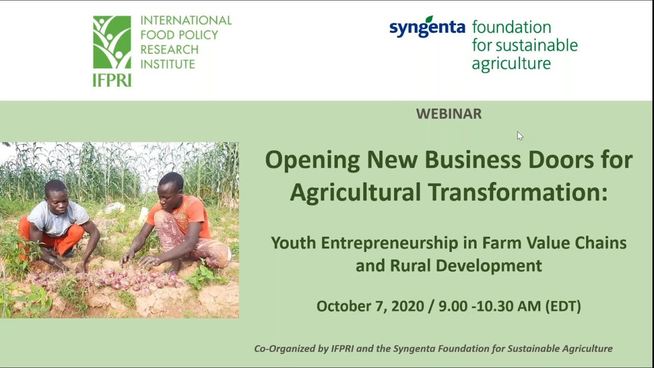 Youth entrepreneurship in farm value chains and rural development