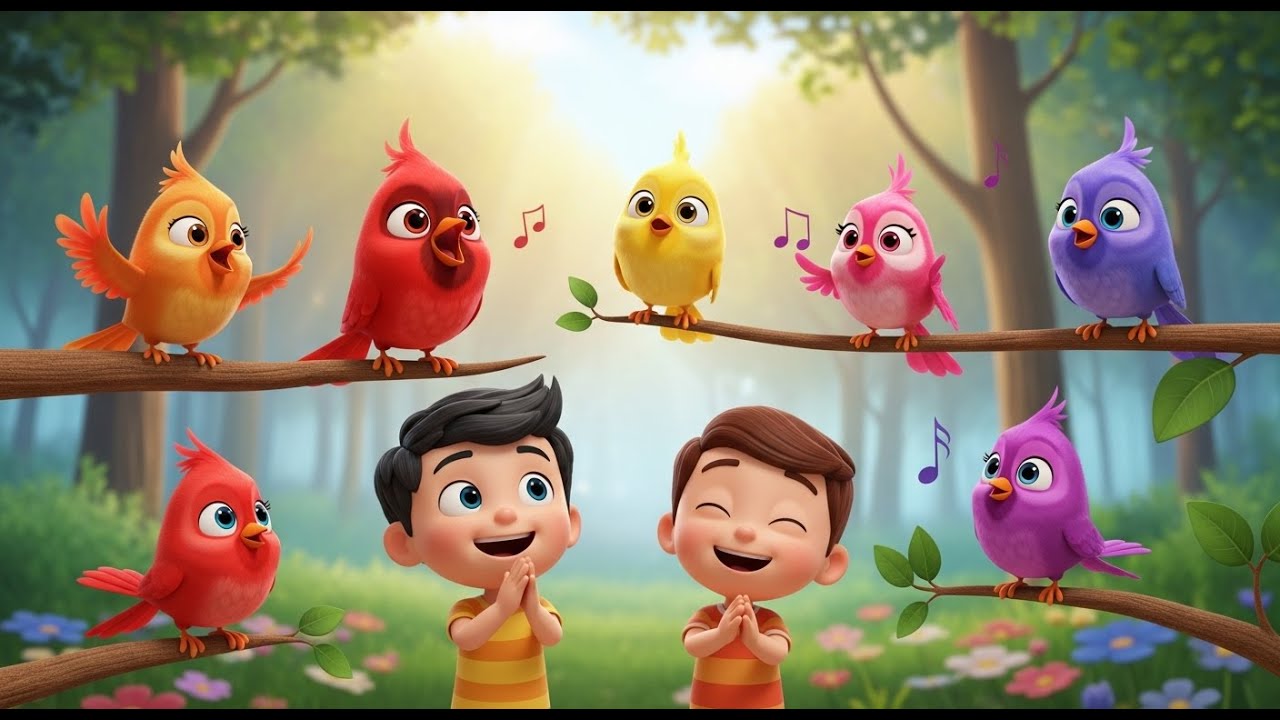 Five Little Cardinals Sing Sing Sing | Bright Red Bird Songs & Music for Kids