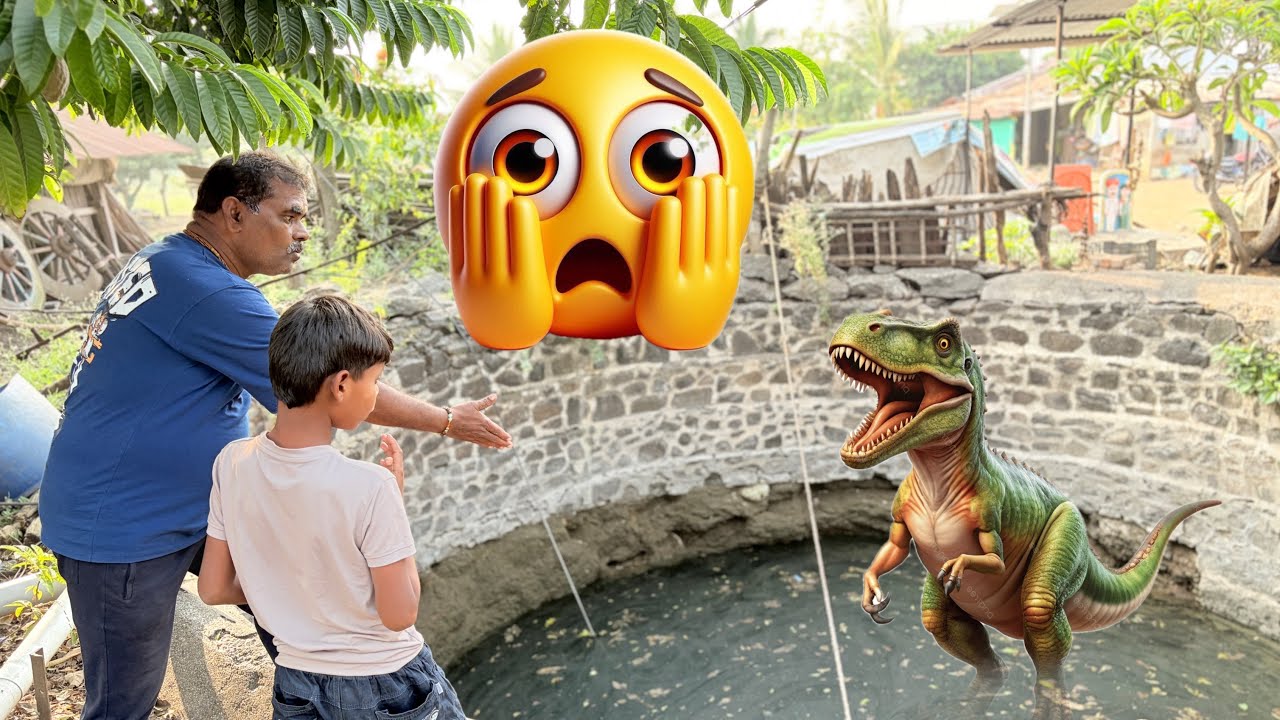 डायनासोर विहरीतून बाहेर आला माऊली घाबरला 😱