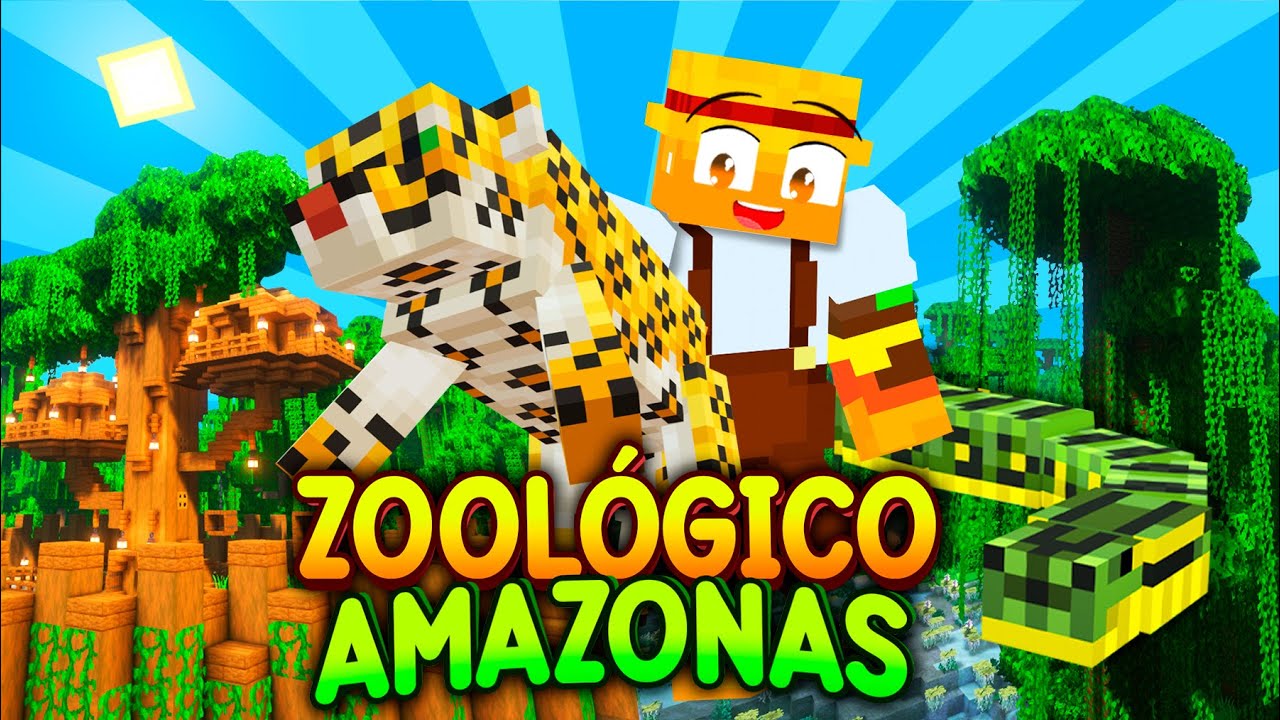 Constru&iacute; un ZOOL&Oacute;GICO con ANIMALES del AMAZONAS en MINECRAFT 🐯🐍🌳