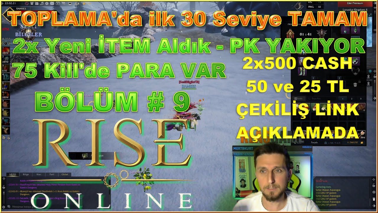 Rise Online Böl. 9 - PK Efsane Kalabalık - 2 Parça Yeni item 7 Günde Güzel Kazanç- ÇEKİLİŞE KATIL