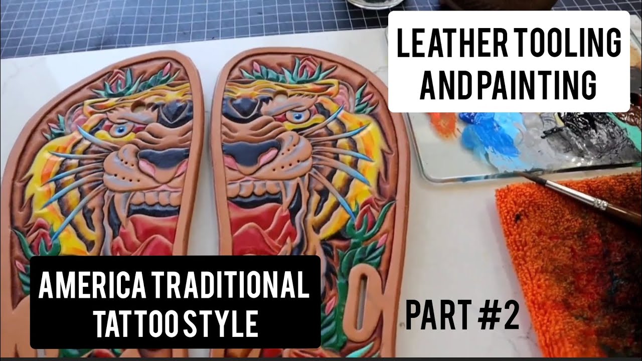 PAINTING TRADITIONAL TATTOO STYLE ON LEATHER. Leathercraft tutorial.