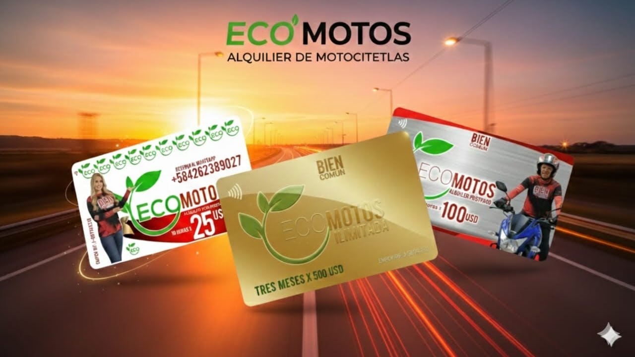TARJETAS ECOMOTOS// SERVICIO DE PREPAGO Y POSTPAGO DE TRANSPORTE EN MOTO DE VENEZUELA// BIEN COMÚN 