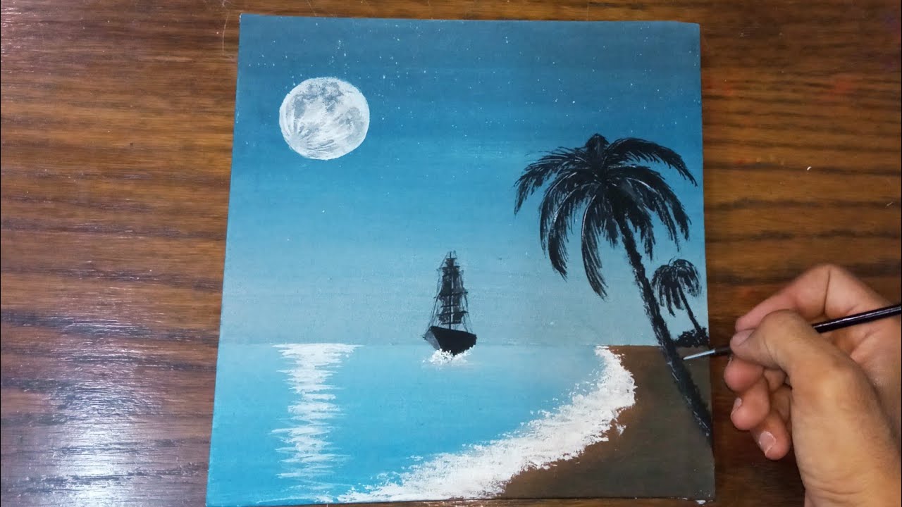 رسم بالالوان المائية / رسم البحر خطوة بخطوة