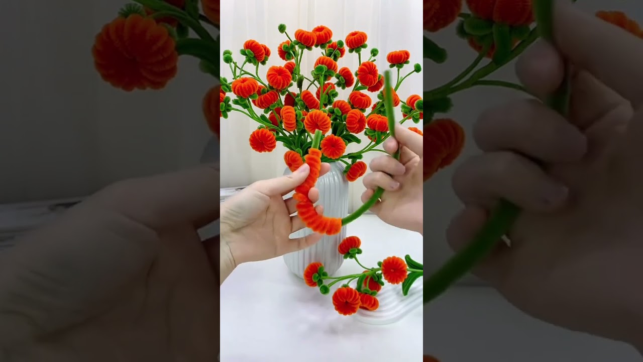 DIY pipe cleaner orange#handmade #diy #gift #diyflowers #diycrafts #flowercraft #flower #fyp #foryou