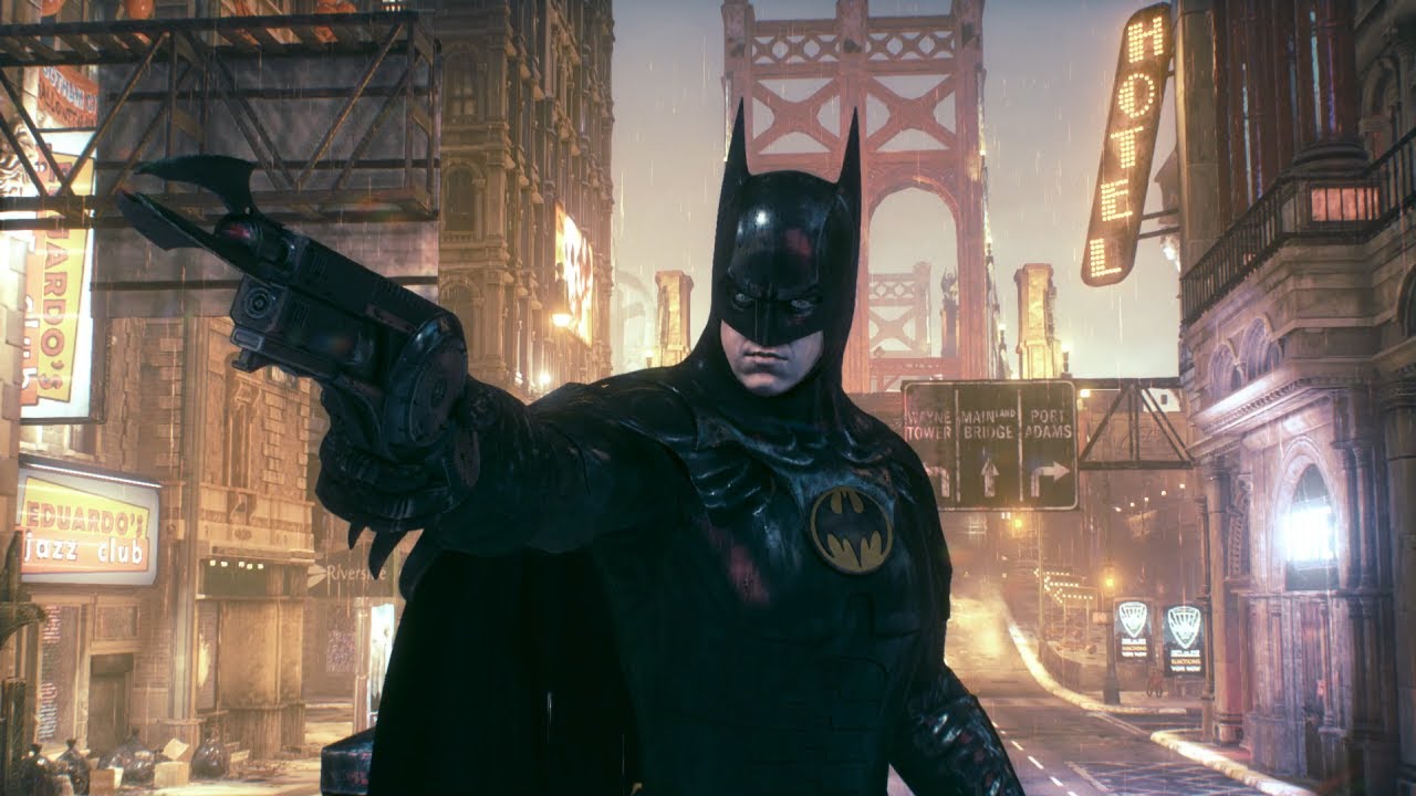 Arkham Knight but if Michael Keaton starred in a new Batman movie