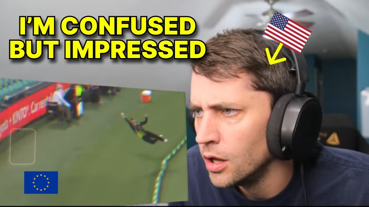 American (tries his best) to react to Cricket moments that shocked everyone