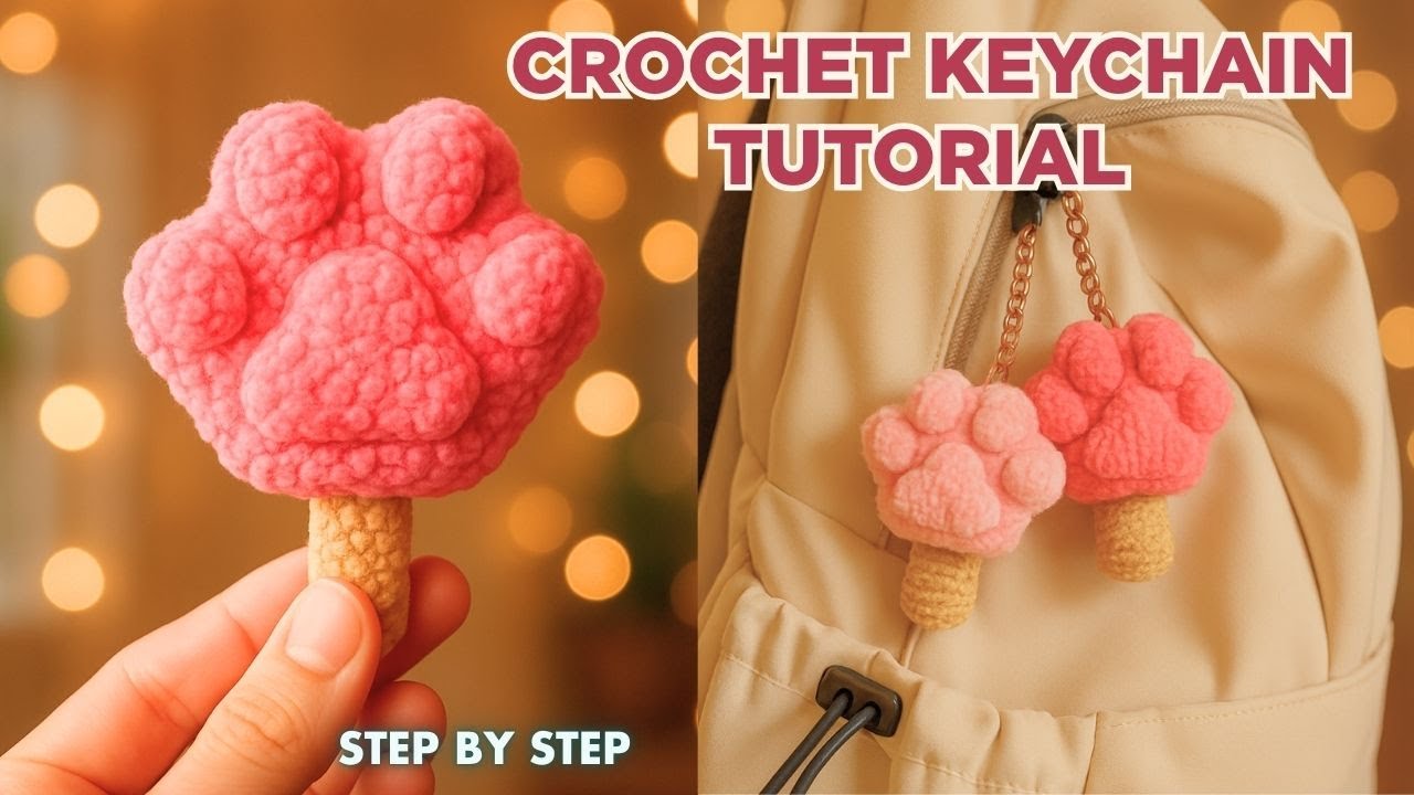 Samouczek robienia na szydełku breloka z uroczą łapką | Łatwe pomysły na szydełkowanie dla począt...