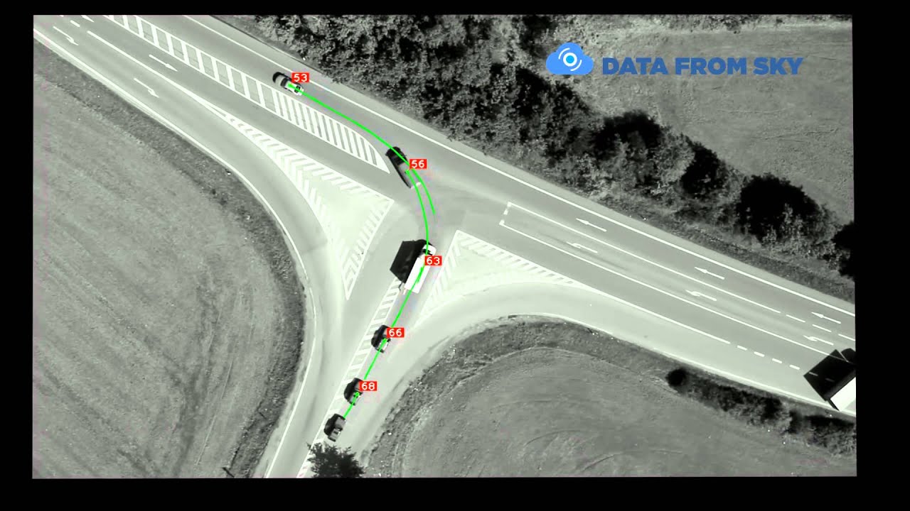 Advanced traffic analysis of aerial video data - town of Kuřim - 2014-11-04