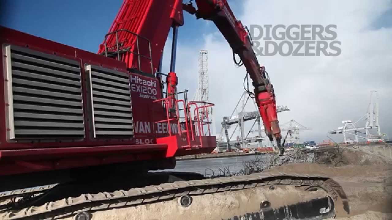 Hitachi EX1200 versus a concrete monster.