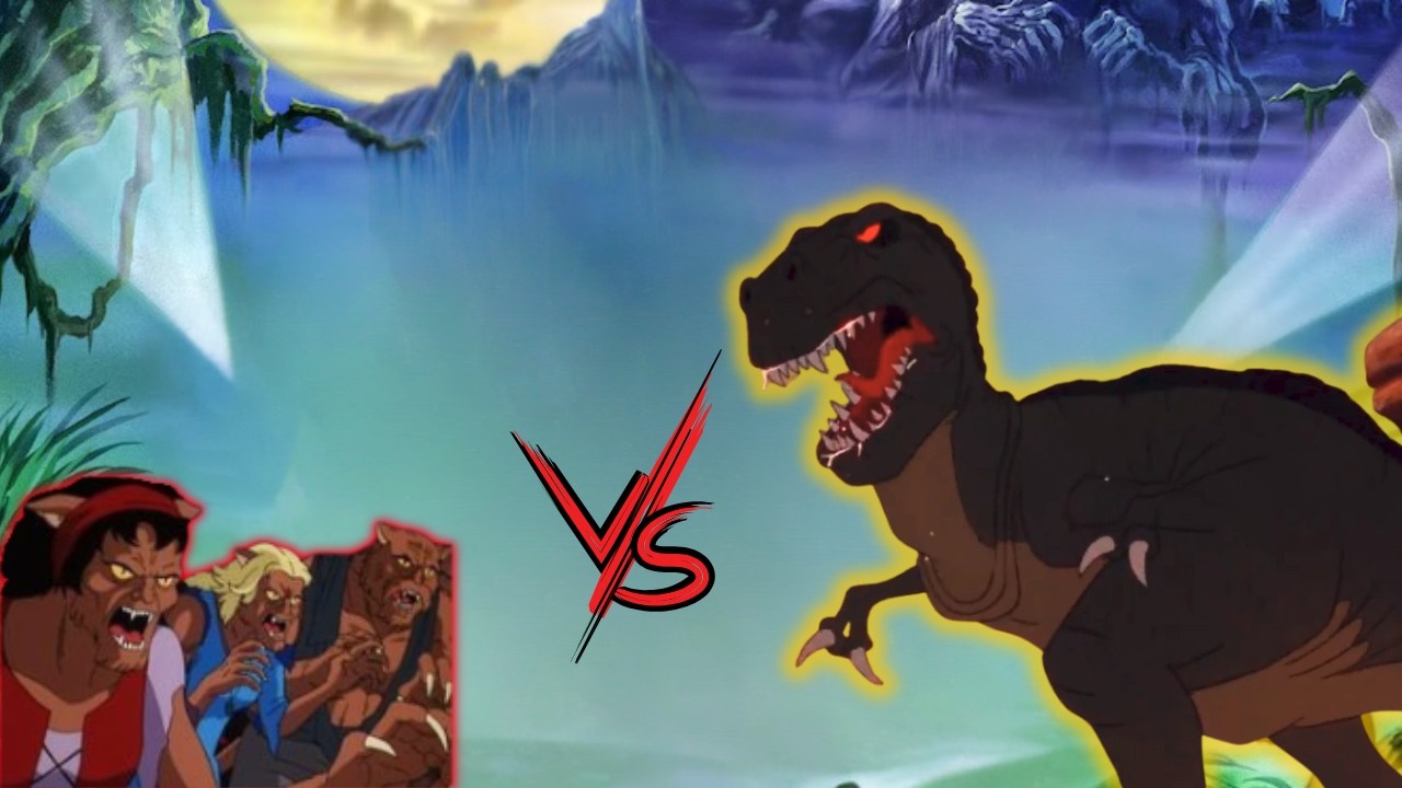 Can the Werecats from Zombie Island Defeat Sharptooth? | Scooby-Doo vs Land Before Time