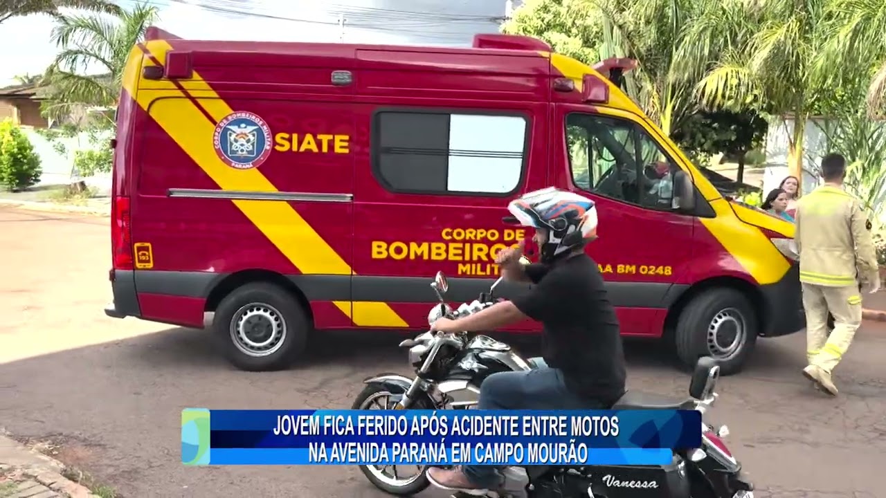 JOVEM FICA FERIDO APÓS ACIDENTE ENTRE MOTOS NA AVENIDA PARANÁ EM CAMPO MOURÃO