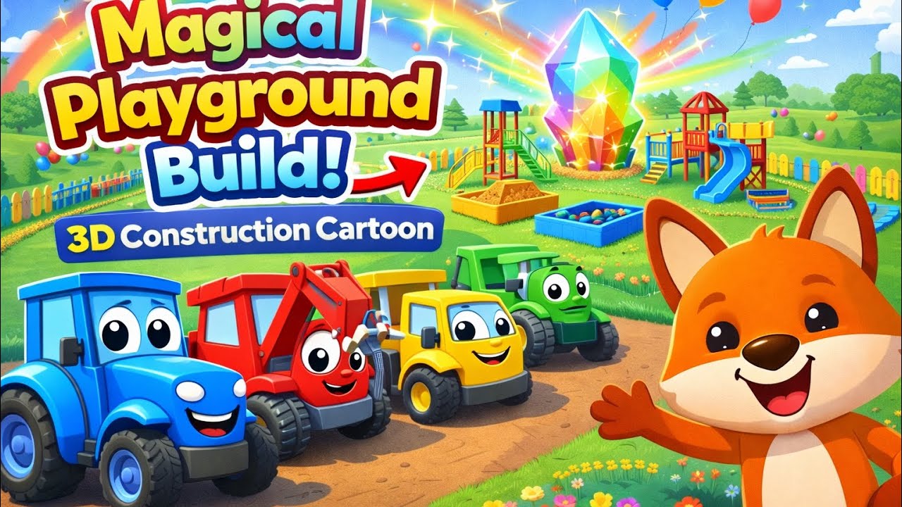 Magical Playground Build! 🚜 3D Tractor Construction Cartoon for Kids | Fun Learning Animation