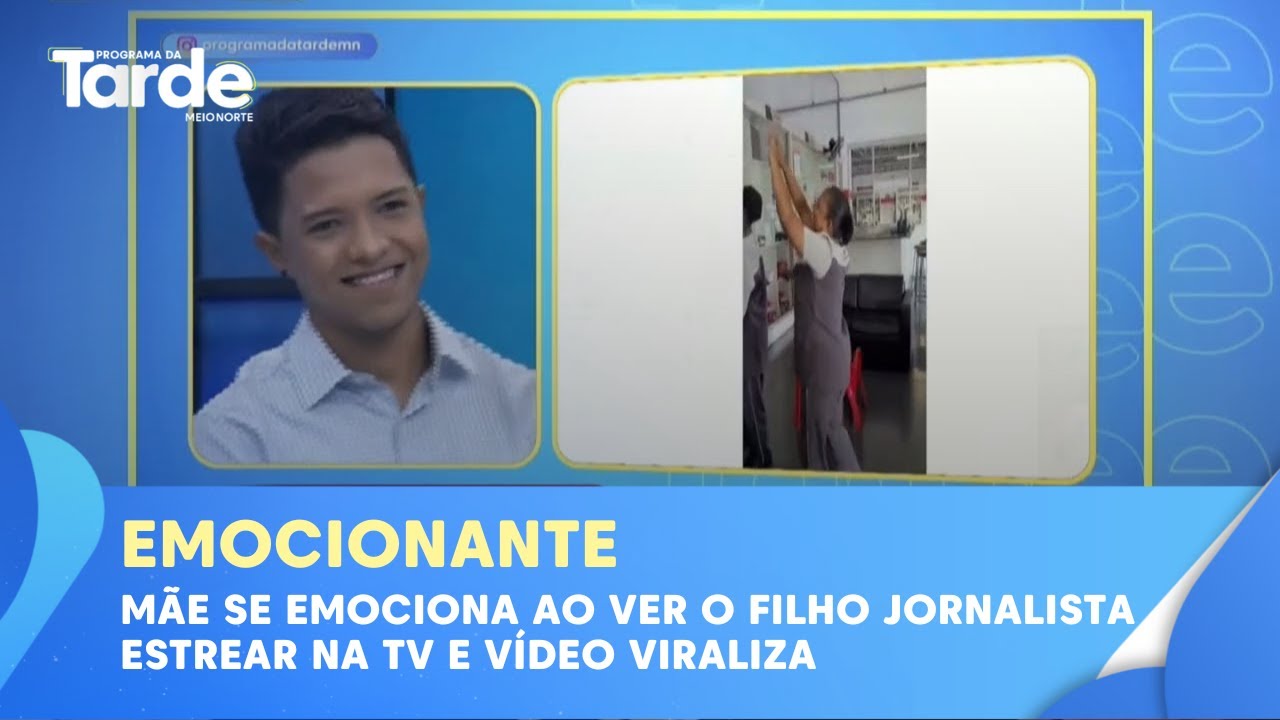 Mãe se emociona ao ver o filho jornalista estrear na TV e vídeo viraliza