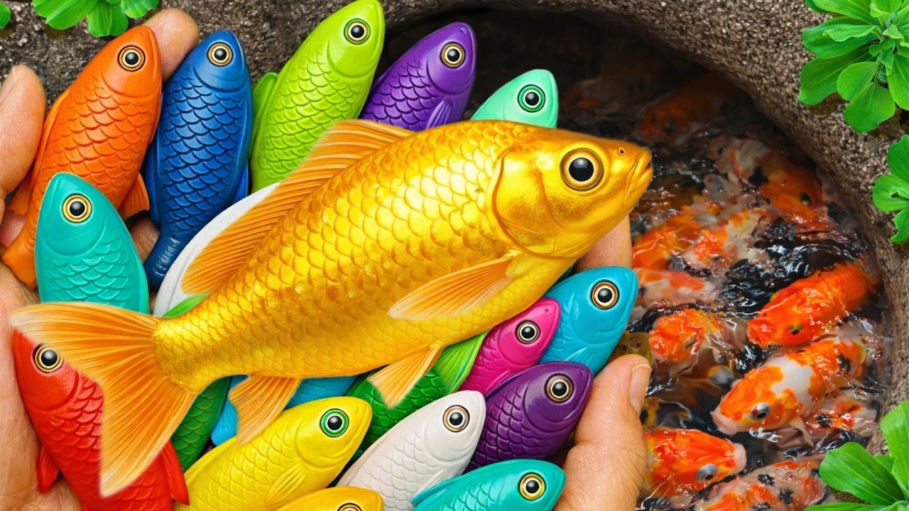 Catch beautiful aquarium fish in small pond: baby turtles, eels, pencil fish, cute fish, tadpoles🐠🐬🐬