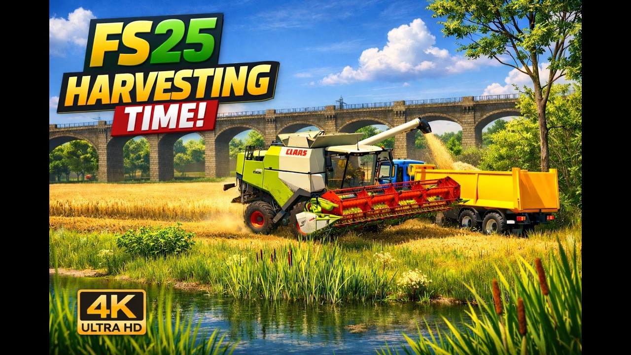 FS25 Beautiful Wheat Harvest in an Amazing Landscape 🚜🌅 | 4K Ultra HD